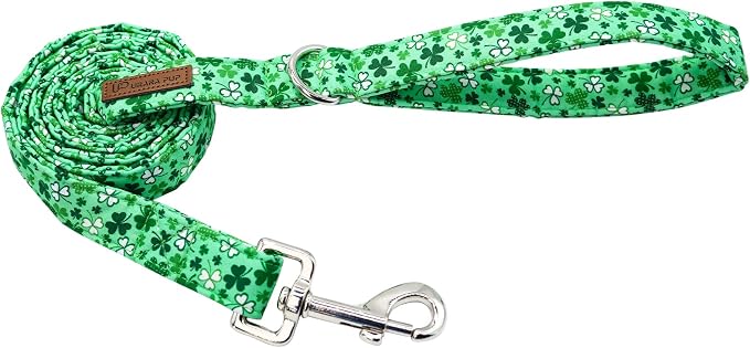 St. Patrick's Dog Leash Match Dog Collar, Sturdy Durable St. Patrick's Cotton Dog Leash, Lucky Shamrock Dog Training Leash for Small Medium Large Dog, Spring Dog Leash