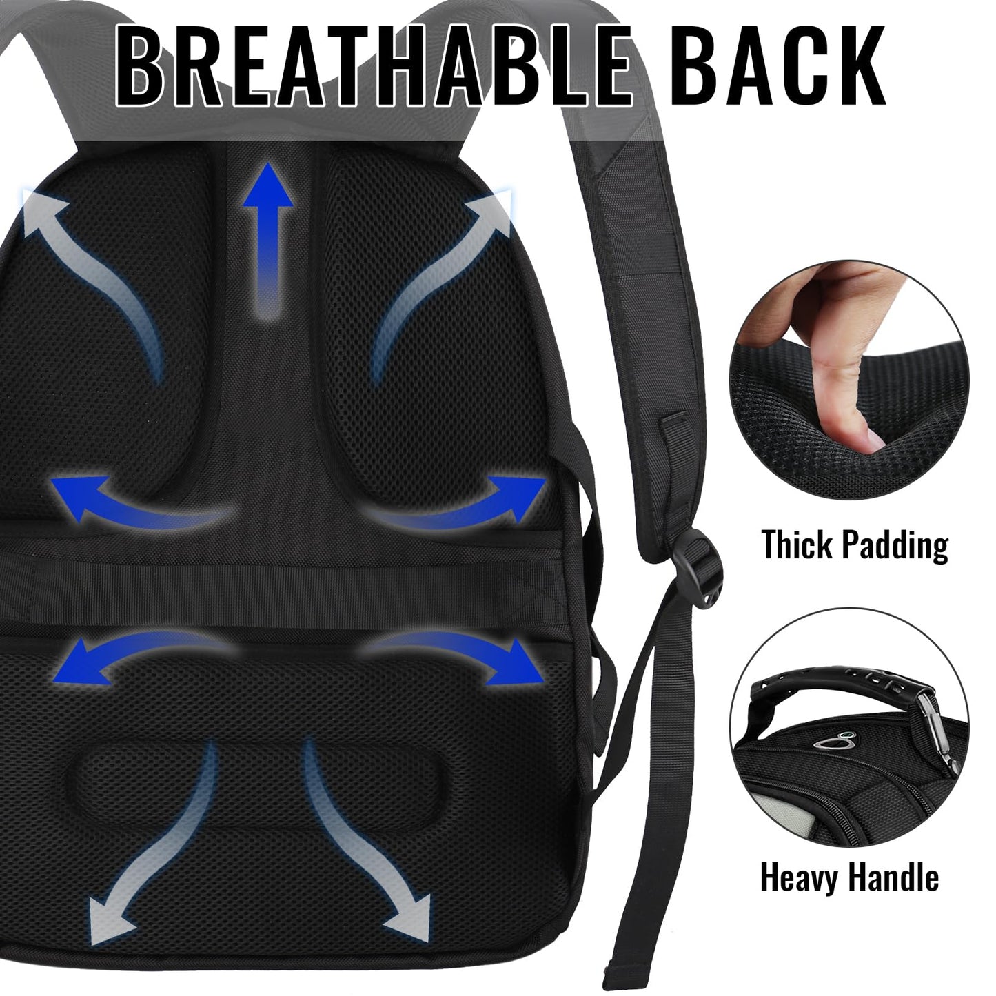 YOREPEK Large Backpack for Men, Extra Large Laptop Backpacks for Men Women, Water Resistant Travel Backpack Airline Approved Business Work Bag Fits 17 Inch Computer, Black