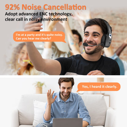 LEVN Bluetooth Headset with Microphone, Trucker Bluetooth Headset with AI Noise Cancelling & Mute Button, Wireless On-Ear Headphones 60 Hrs Working Time, for Trucker Home Office Remote Work Zoom