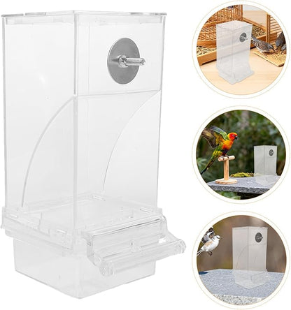 VICASKY Hanging Bird Feeder with Husk Separator, No-Spill Cage Seed Dispenser for Parrots and Small Birds, 1pcs Poultry Feeding Trough Suitable for Indoor and Outdoor Use