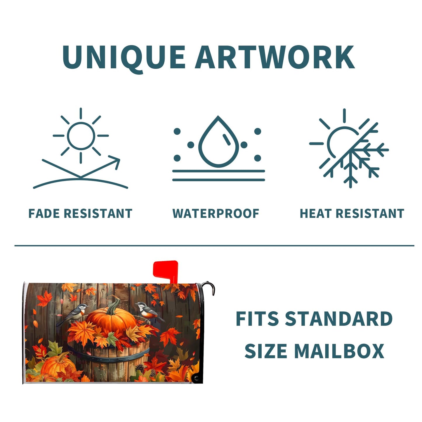 Fall Mailbox Covers Magnetic Standard Size 18x21inch Autumn Maple Leaves Mailbox Decoration Autumn Harvest Pumpkin Post Letter Box Cover for Outside Decor