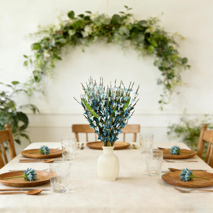 idyllic 17.7 Inch 20 Pcs Blue Witch Hazel Branches, Artificial Flower Stems for Vase Decor, DIY Wreath Making, Bedside Table, Windowsill, Table Centerpiece, Mantel & Office Spring Home Decoration
