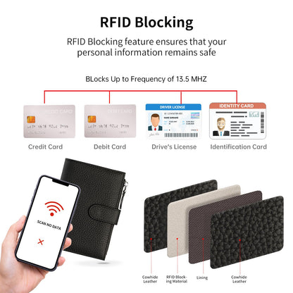 ilovever Passport wallet and Card Slot Combo RFID Blocking Slim Leather Travel Passport Wallet for Men and Women with Zippered Coins Pocket Passport holder,Black