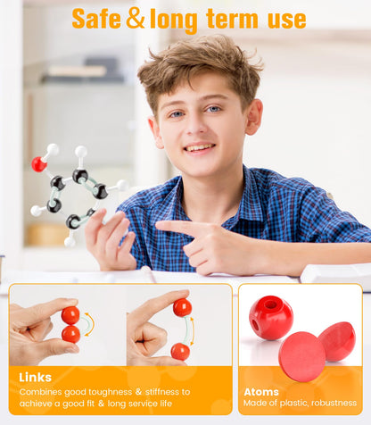 Organic Chemistry Model Kit-124 PCS,Portable Molecular Model Kit for Chemistry Classes,Atomic Element Model Set for Organic＆Inorganic Learning,Supply to Students ＆ Teachers