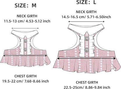 SMOLKITH Rabbit Clothes - Bunny Adjustable Pink Checkered Dress with Leash, Small Animal Apparel for Walking - Fits Guinea Pigs, Chinchillas, Meerkats, Prairie Dogs, Pet Rats and More