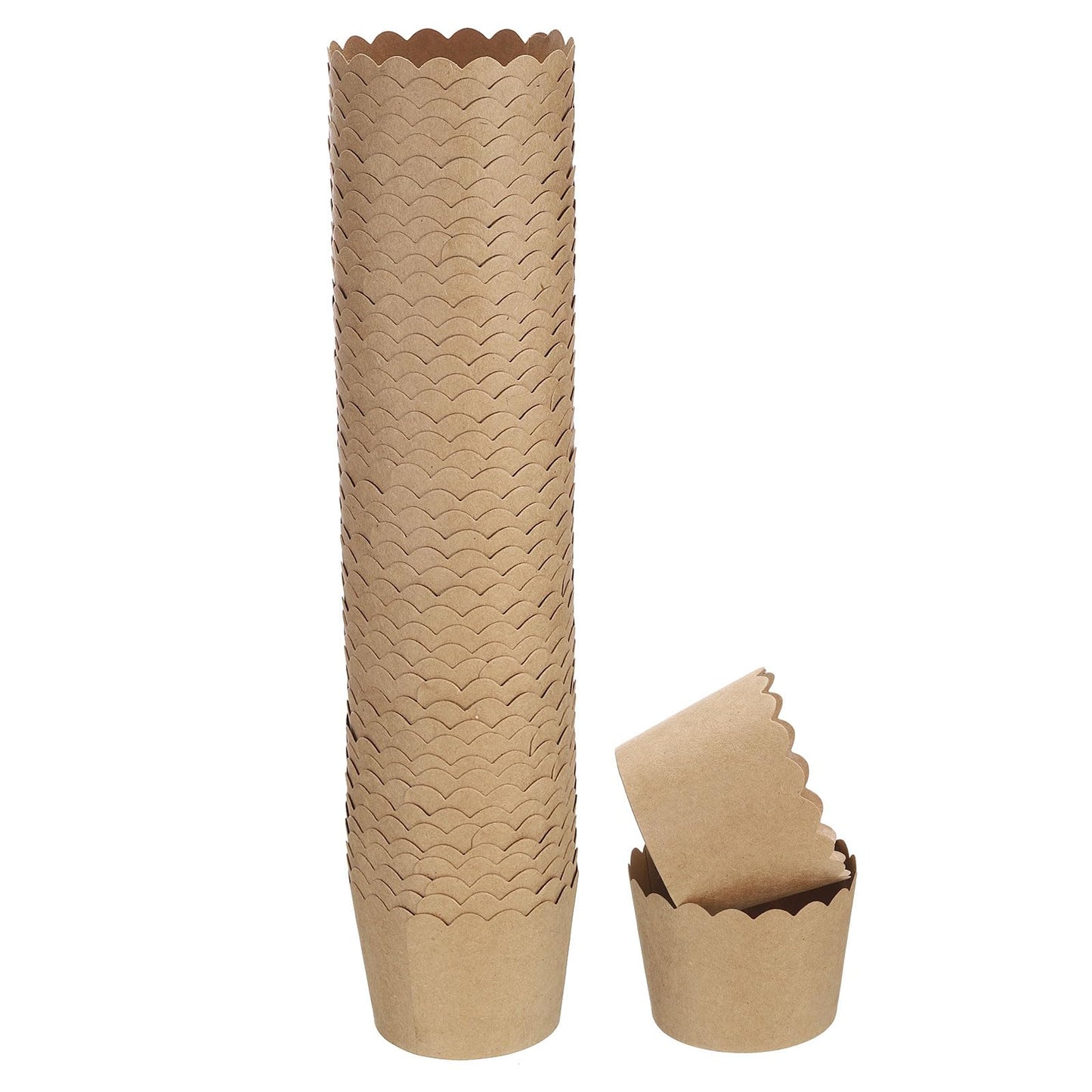 HARFINGTON 50Pcs Paper Baking Cups Small Brown Kraft Paper Muffins Liner Cupcake Greaseproof Disposable Bulk Wrappers for Wedding Birthday Graduation