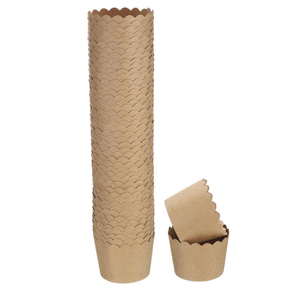 HARFINGTON 50Pcs Paper Baking Cups Small Brown Kraft Paper Muffins Liner Cupcake Greaseproof Disposable Bulk Wrappers for Wedding Birthday Graduation
