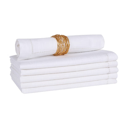 Lightnpro White Hemstitched Cotton Napkins Set of 6 – 18x18 Inch Dinner Cloth Napkins, Soft & Washable, Elegant Table Napkins for Dining, Wedding, Special Occasions & Everyday Use
