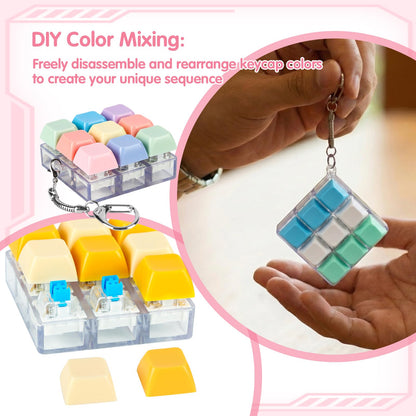 yisncka 8 Pcs Keyboard Fidget Keychain Keycap Stress Relief Fidget Keyboard Clicker for Office Gifts Adults ( 9 keys )