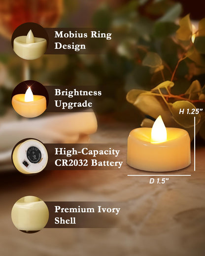 merrynights Flameless Candles, 50 Pack LED Tea Lights Candles Battery Operated, Last 200+ Hrs Flickering Tea Lights, Flameless Tealight Candles for Halloween Diwali Fall Christmas Wedding