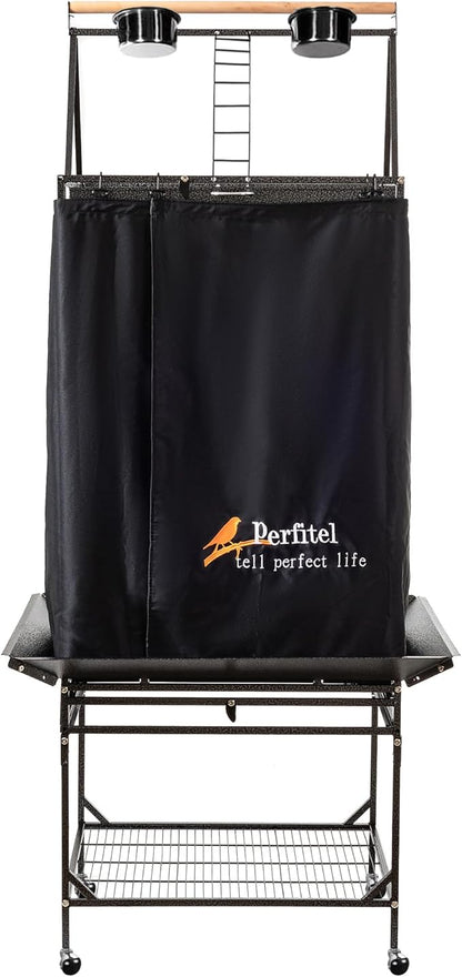 Bird Cage Cover(Black) Good Night Birdcage Cover Black-Out Birdcage Cover Durable Breathable Washable Material… (61 inch)
