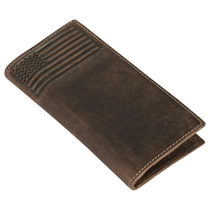 ELIZO Leather Long Wallet for Men Western Wallet Rodeo Mens Wallet Flat Bifold Wallets for Men Biker Billfold Wallet for Men Cowboy Wallet RFID Wallet for Men with Credit Card Holder