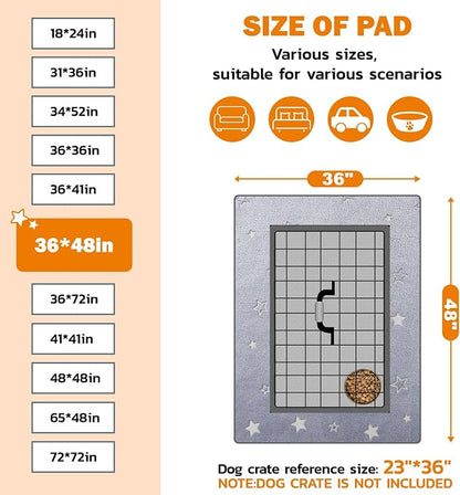 LOOBANI Washable Pee Pads for Dogs, Fast Absorption Reusable Puppy Pads, Waterproof Whelping Pad, Non Slip Training Pet Playpen Mat for Floor, Dog Crate, Grey 2 Pack 36 x 48 in