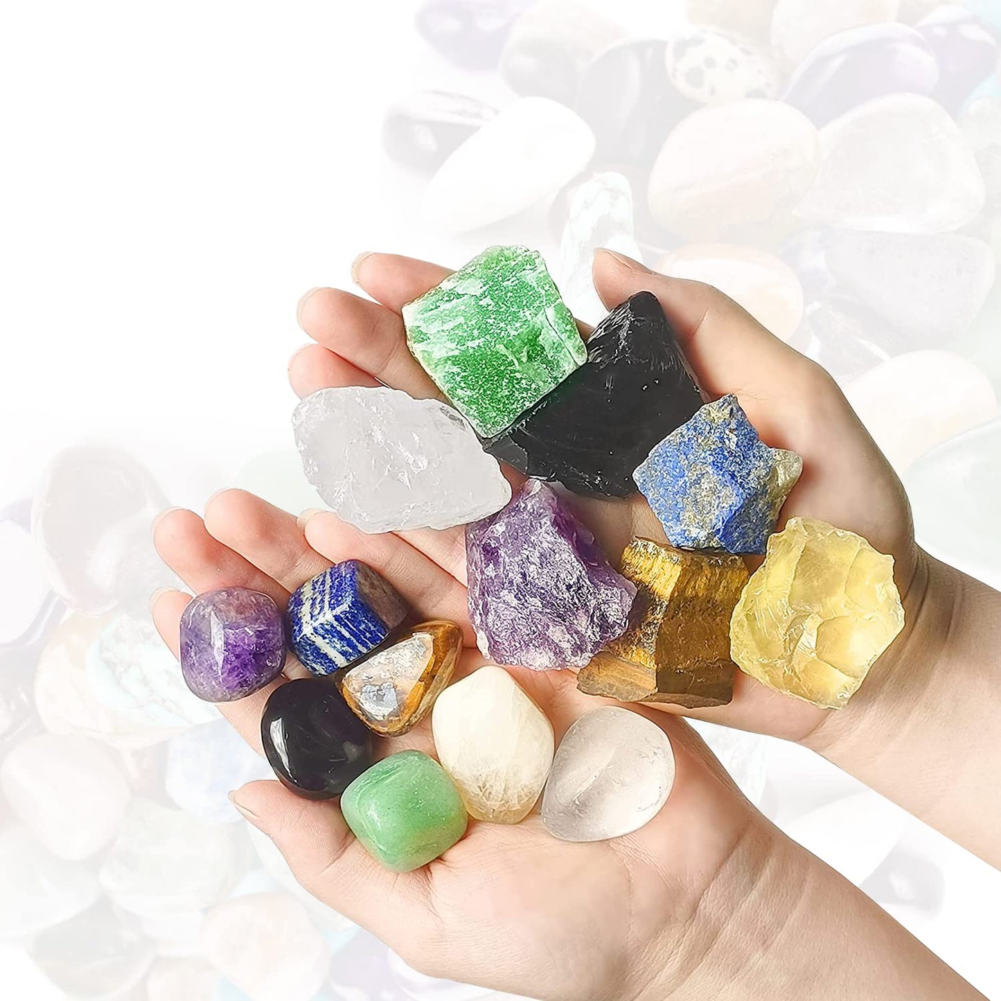 Erliway Topaz Healing Crystal Stones, 1.25-2.0" Large Reiki Healing Gemstones Natural Tumbled Polished Stones for Energy Witchcraft Therapy Meditation