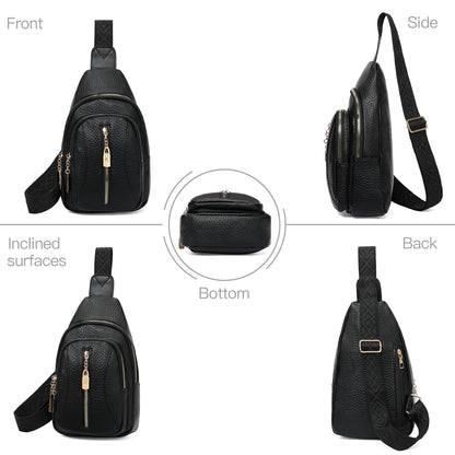 GOIACII Cossbody Bag for Women Sling Bag Anti Theft Travel Purse Fanny Packs Leather Black