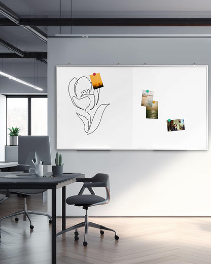 60"X 48" Large Magnetic Dry Erase Whiteboard, Wall Hanging Board with 4 Pens & 1 Dry Erasers & 6 Magnets, Sliver Aluminum Frame White