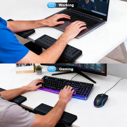 Atdoall Arm Rest for Desk 2-Pack, L-Shaped Desk Elbow Pad with Non-Slip Silicone Base, Memory Foam PU Leather Desk Edge Cushion, Ergonomic Elbow Rest for Office/Computer Gamers