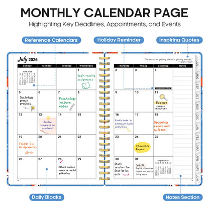 Planner 2026–2027, Weekly & Monthly Academic Organizer for School Year, Jul 2026–Jun 2027, Hardcover Planner with Tabs, Back to School Essential, 6.3" x 8.5", Cosmic Pups