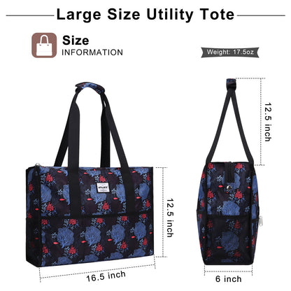 HAWEE Large Utility Bags for Women with Luggage Sleeve and 15.6” Laptop Pocket for Work Air-Friendly Travel Duffel Bag, Coral Leaf