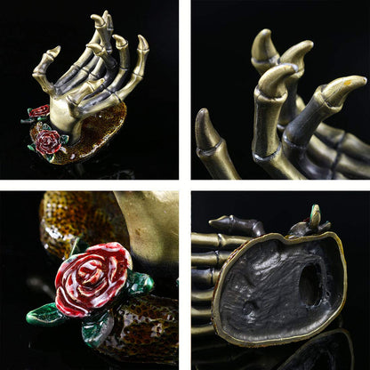 YU FENG Gothic Rose Skeleton Hand Jewelry Holder for Halloween Decor Rings Necklaces and Jewellery Accessories Hand Form Display Holders for Women Gift