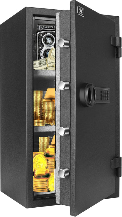 TIGERKING Fireproof Safe, 3.47 Cubic Feet Safe Box, Large Steel Money Safe Home Safes with Digital Lock for Home and Office