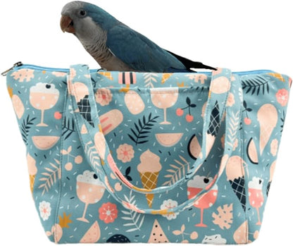Warm Bird Carrier Bag for Winter Shoulder/Hand Bag Outdoor Portable Travel Carrier with Air Holes for Parakeets Lovebirds Conures Quarkes Caique (Blue,Large)