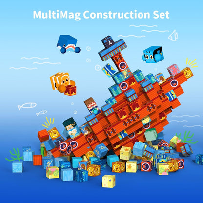 VNLINA Magnetic Building Blocks for Kids - 154Pcs Magnetic Cubes STEM Montessori Sensory Toys Set Creative Gift for Boys Girls Ages 3 4 5 6 7 8 9 10+