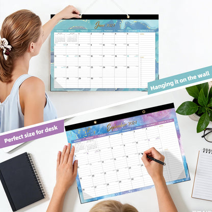 ZTX Desk Calendar 2026-2027,18 Month Academic Desk Calendars,17"x12" Jul.2026-Dec.2027 Calendar with Clear Plastic Cover for Teacher School Year Home Fluidic