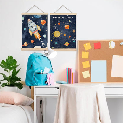 URLLUAE Solar System Poster Hanger Frame, Outer Space Room Decor, Solar System for Kids, 12x16 Inches Set of 2