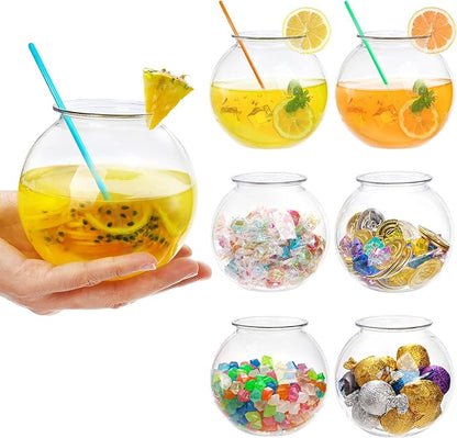 Okllen 12 Pack Plastic Ivy Bowls, 16 Oz Round Fish Bowl Unbreakable Vases Bowls for Home Decor, Carnival Games, Candy, Party Favors, Centerpiece, BPA Free, Clear