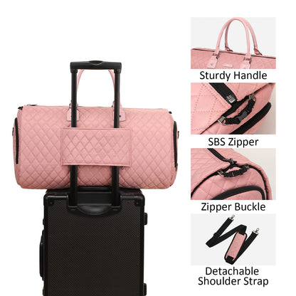Womens Convertible Garment Bags for Travel, Modoker Waterproof Carry On Garment Bag Garment Duffel Bag - 2 in 1 Hanging Suitcase Suit Travel Luggage Bag, Pink