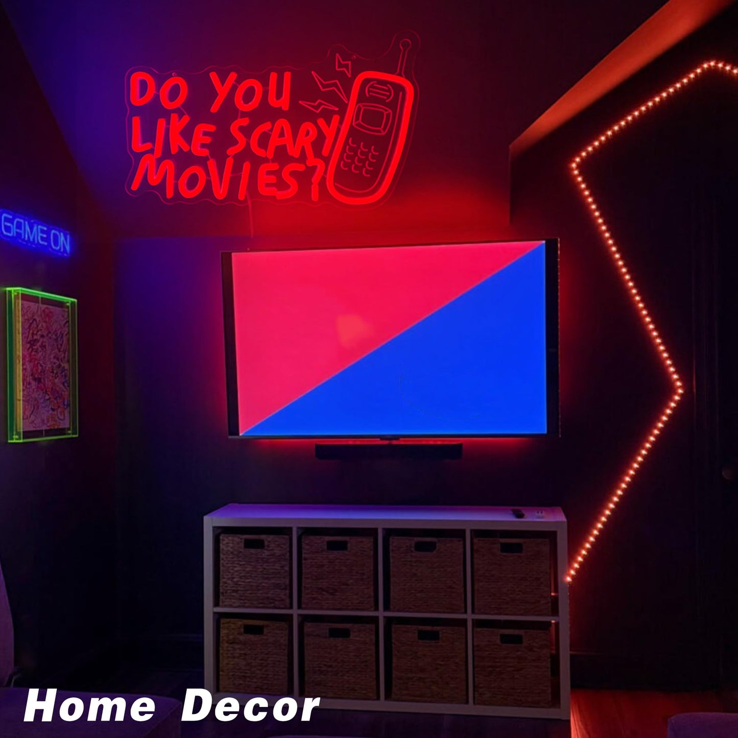 Horror Movie Decor Neon Sign Do You Like Scary Movies Neon Light Dimmable Gothic Led Light Up Signs for Movie Room, Halloween, Gothic Themed Parties Decoration Gifts(15 * 9.3inch)