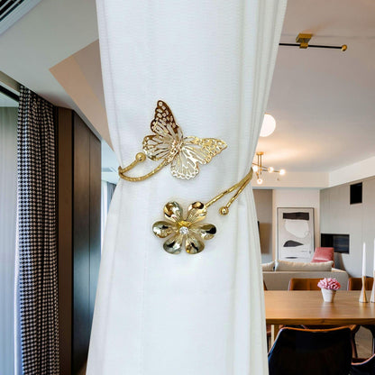 Lagnlnaoy 2pcs Metal Butterfly Curtain Tieback DTY Beautiful Curtains Tie Backs Exquisite Light Luxury Fashion Curtain Binding Strap New Home Housewarming Gifts