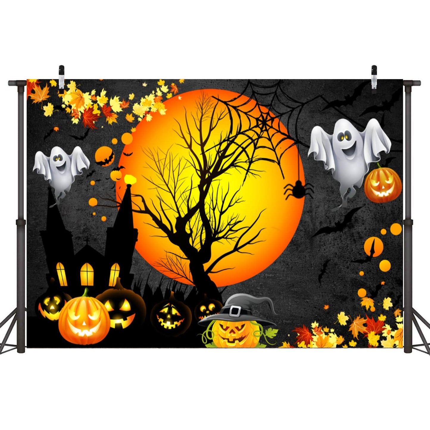 Sensfun Halloween Ghost Backdrop for Kids Adult Birthday Photography Moon Night Pumpkin Castle Background Halloween Trick Or Treat Party Backdrops Banner Decoration PhotoShoot Booth Picture Prop 7x5ft
