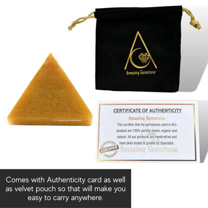 Amazing Gemstone Yellow Jasper Pyramid Crystal Healing Stones - 1" Great Pyramid Figurine of Natural Stone Pyramid for Meditation, Reiki, Chakra Balancing and Crystal Pyramids Grid