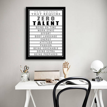Motivational Canvas Wall Art Zero Talent Inspirational Poster Print Positive Quotes Pictures Painting Artwork for Home Office Bedroom Living Room Wall Decor Ready to Hang [18''Wx24''H]