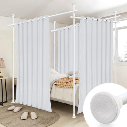 Room Divider Curtain Rod - 4-10ft(H) 28-171inch(W) Adjustable No Drilling Curtain Divider for Room Separation,Heavy Duty Floor to Ceiling Curtain Stand,Wall Divider for Space Separator Partition,White