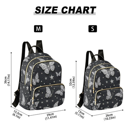 susiyo Butterfly Star Backpack for Women Silver Black 10L Bag Gothic Ladies Backpacks Travel Casual Daypack