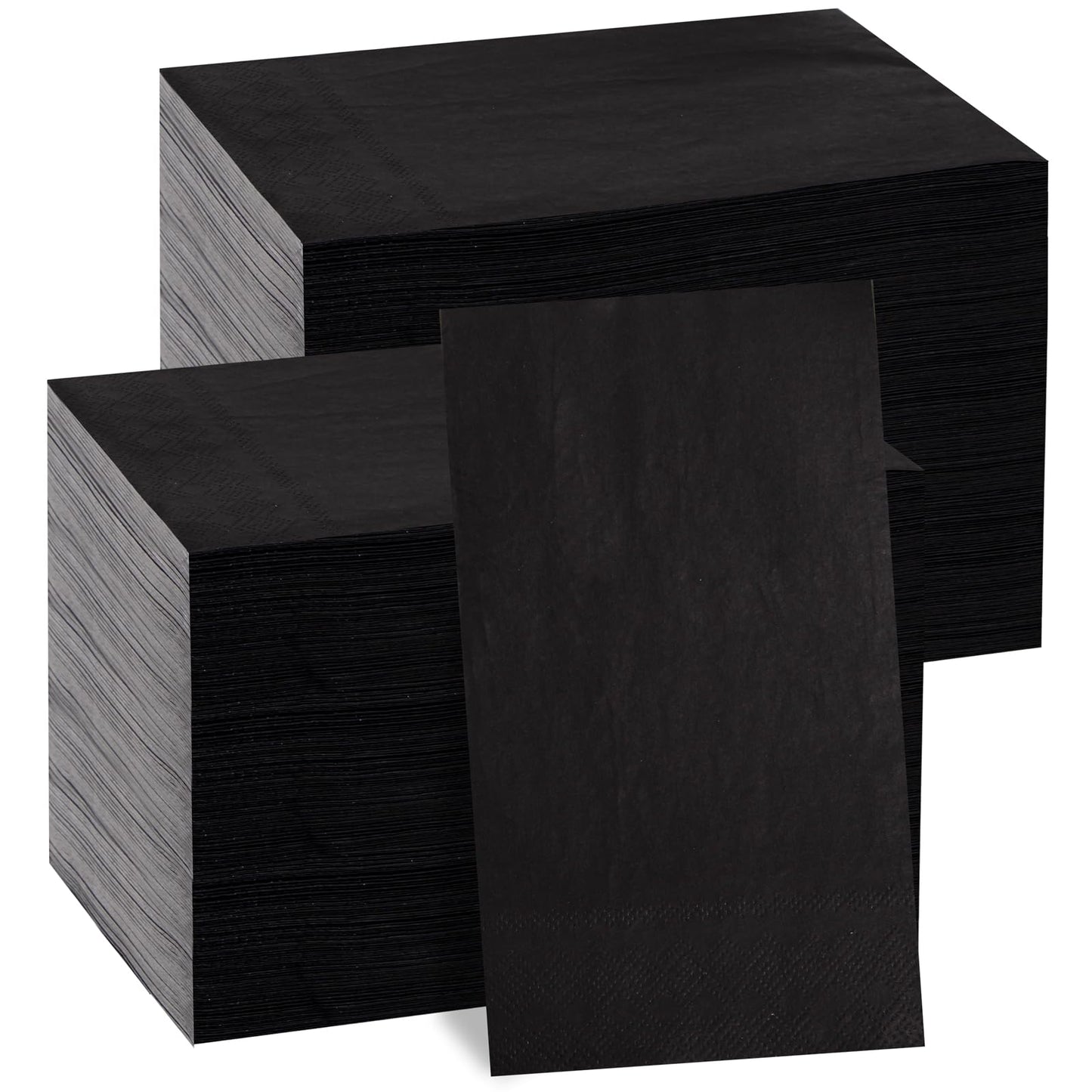 BUCLA 200-Count 3-Ply Disposable Black Napkins - Black Paper Napkins Premium Quality - Halloween Dinner Napkins Soft, Absorbent for Kitchen, Parties, Weddings, Halloween & Graduation