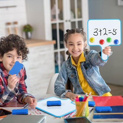 Tenceur 10 Sets Small Dry Erase Whiteboard 10''x 8'' Magnetic Dry Erase Paddles with Handle Double-Sided Mini White Board with Magnetic Markers and Erasers for School Classroom Office Writing Board