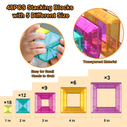 WSKC Building Blocks 48 PCS Stacking Toys for Kids 3 4 5 6 Years Old, Preschool Learning Activities for Toddlers 3-4 Years, STEM Educational Learning Toys Gifts for Boys Girls