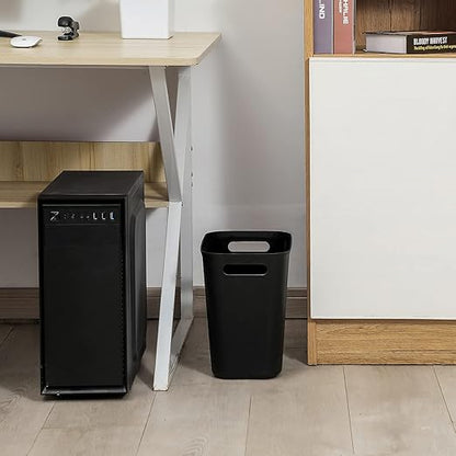 UUJOLY Plastic Small Trash Can Wastebasket, Garbage Container Basket for Bathrooms, Laundry Room, Kitchens, Offices, Kids Rooms, Dorms, 3.5 Gallon, Black, 3 Pack