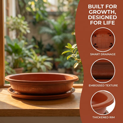 BESPORTBLE Thickened Oval Bonsai Flowerpot with Tray Durable Plastic Planter for Gardening Large Decorative Household Planter for Succulents Ferns and Plants