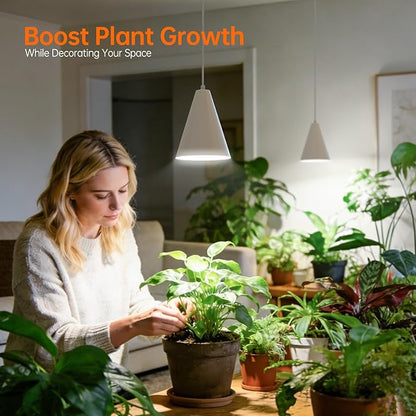 Bstrip Hanging Grow Lights for Indoor Plants, Two Head One Cord, 50W Full Spectrum Hanging Plant Light with Timer, 5000K Daylight White Pendant Grow Light for Garden, Flowers, Succulents Growing