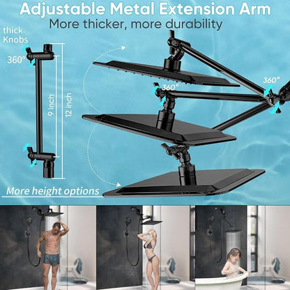 10'' Dual 20 Stage Filtered Shower Head with Handheld, 6 Spray Settings Handheld Shower Head High Pressure Rainfall Filter Combo with 12'' Adjustable Extension Arm, 71'' Shower Hose (Matte Black)
