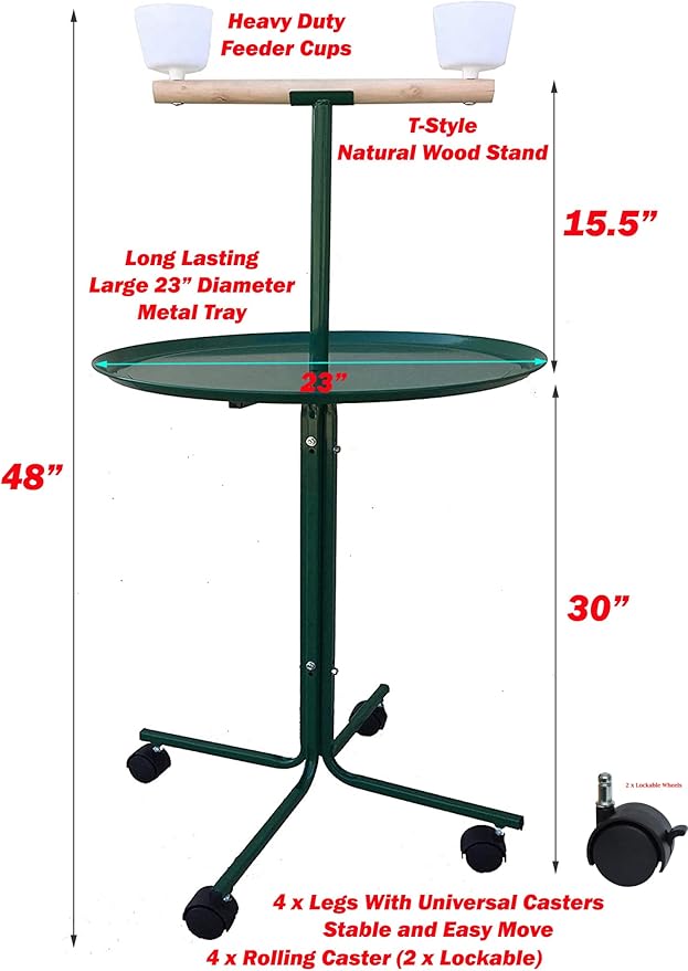 Large 49" Green Metal Base Parrot Bird Cage Amazon African Grey Macaw Cockatoo Cockatiel Play Metal Stand