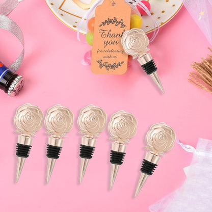 24PCS Wine and Beverage Rose Stopper Rose Gold Bottle Stoppers Keep Wine Fresh Holiday Party,Wedding Birthday Party Decor Wine Stoppers Wine Lovers Funny Gifts(24,Opp Rose Stopper)