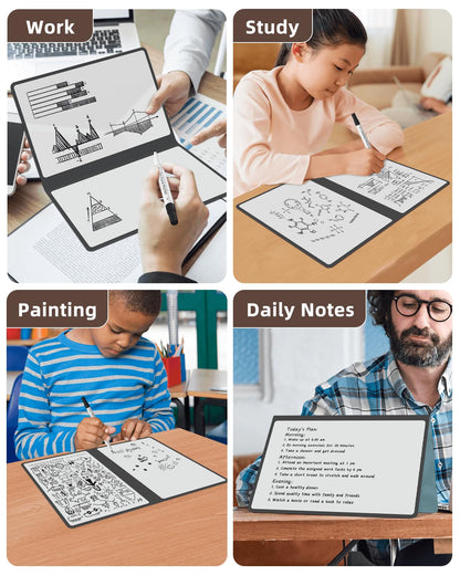 Mehaving Portable Small White Board Dry Erase Board, Reusable 9.5 * 6.6in Notebook Memo, Office Home Supplies Desk Accessories MH760 (Blue)