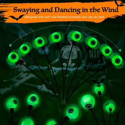 Flumy Halloween Decorations Outdoor, 2 Pack 16LED Solar Eyeball Lights, Scary Decor Lights Waterproof, for Backyard Landscape Lawn Solar Lightning, Garden Pathway Halloween Party Yard Patio