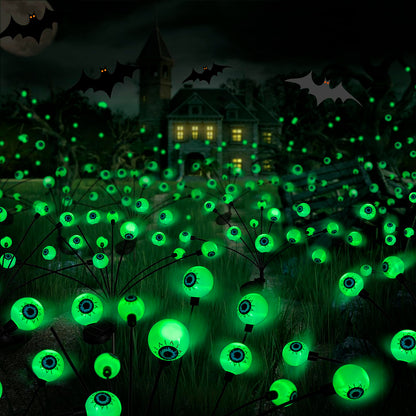 Flumy Halloween Decorations Outdoor, 2 Pack 16LED Solar Eyeball Lights, Scary Decor Lights Waterproof, for Backyard Landscape Lawn Solar Lightning, Garden Pathway Halloween Party Yard Patio